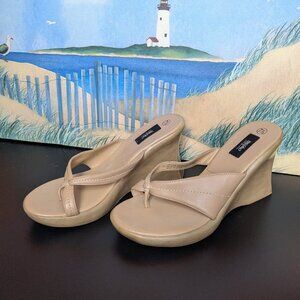 Mossimo Tan Wedge Leather Sandals
